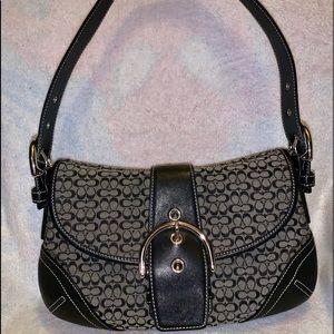 Coach Bags - J04W-6818 Black Jacquard Leather Hobo